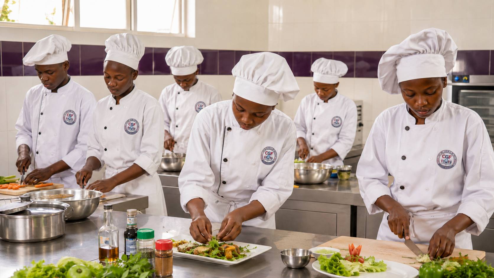 Apprenants du CGF en atelier pratique de cuisine